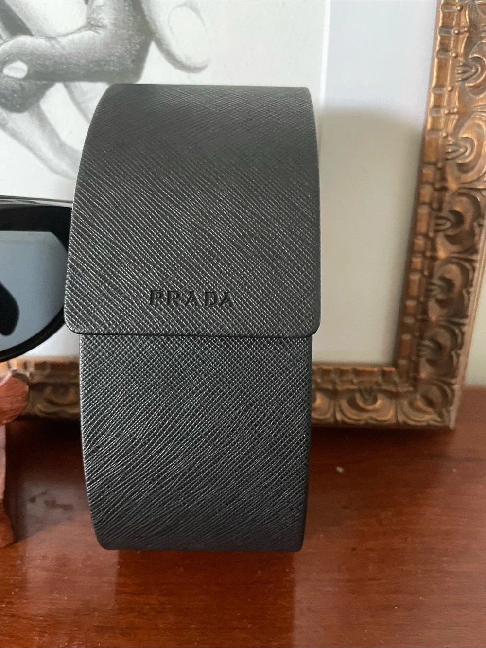 Prada Oversize Round Black Cat Eye Sunglasses (Authentic)